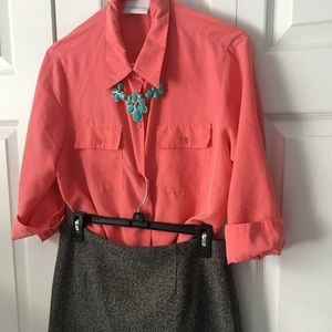 3/4 sleeve button up blouse